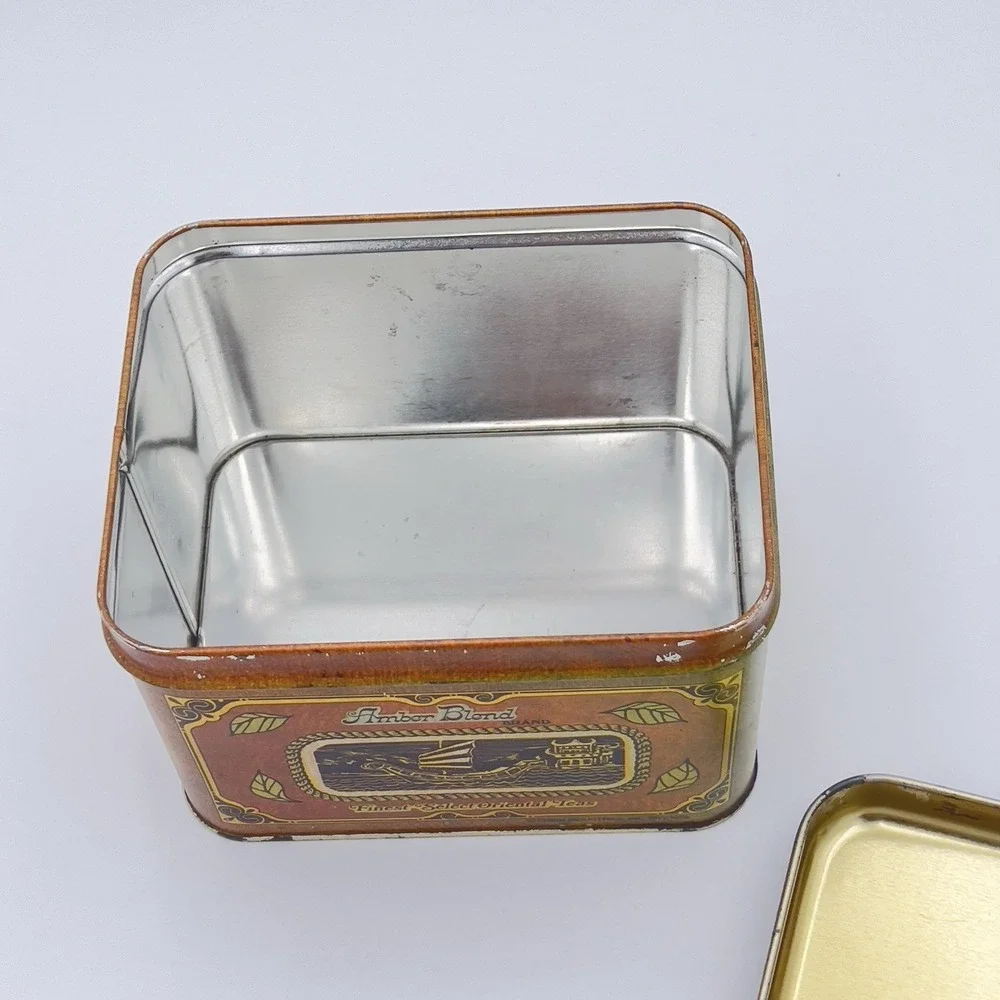 Cheinco Tin Tea‎ Canister  Tea Retro 70s 80s Lid Amber Blend Brass